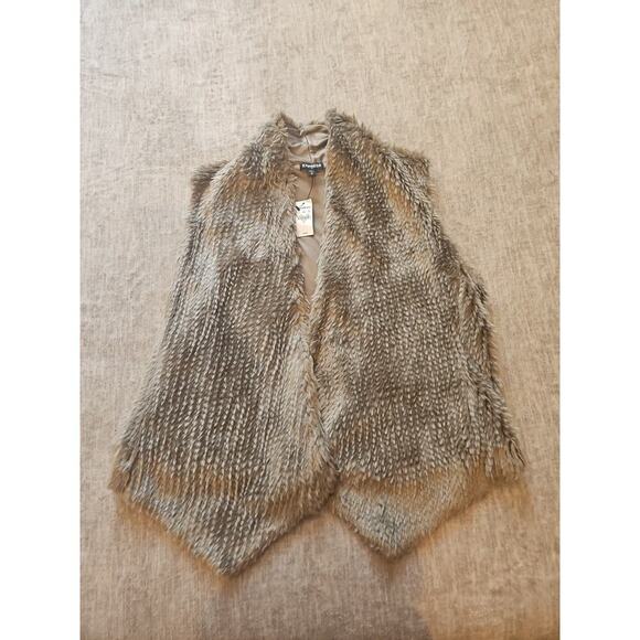 Express Jackets & Blazers - Express Tan Faux Fur Vest Medium